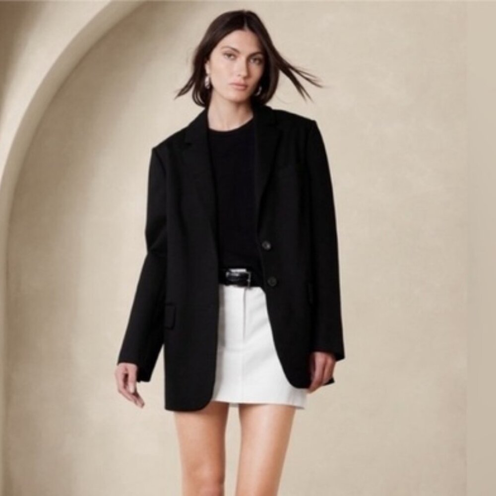 NEW LP Black Banana Republic Relaxed Everywhere Ponte Blazer Jacket